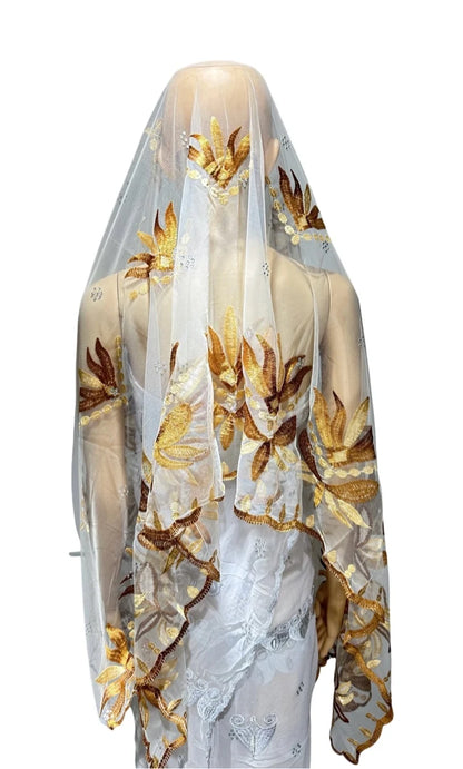 on sale 2025 New African Net Hijab Scarf For Muslim Women African Dubai Islam Headscarf Embroidery Shawls voile - AMULET RING STORE