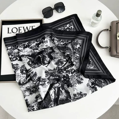 Spring Scarf Women's Luxury Design Scarf Silk Smooth Scarf Soft Muslim Headband Shawl Beach90x90cm - AMULET RING STORE