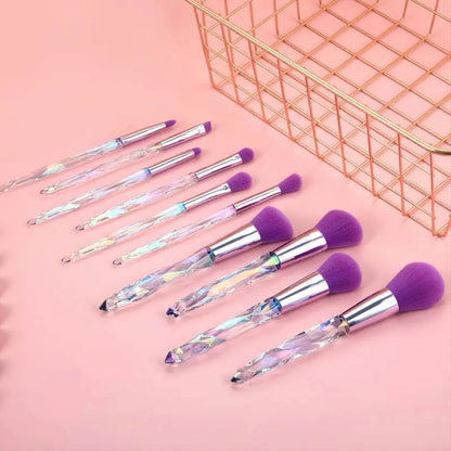 Soft and Luxurious Travel Beauty Tools - Crystal Acrylic Handle Eye Makeup Brush Set with High Quality Eyeshadow Brushes - Cosme - AMULET RING STORE