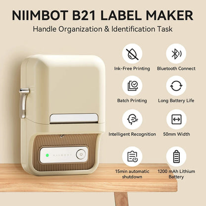 NIIMBOT B21/B1 Portable Thermal Printer 1500mAh Wireless Sticker Printer With Self-adhesive Labels For Barcode Clothing Jewelry