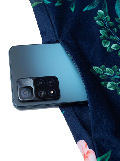 Nice-forever Vintage Elegant Floral Print Pleated Round neck vestidos A-Line Pinup Business Party Women Flare Swing Dress A102