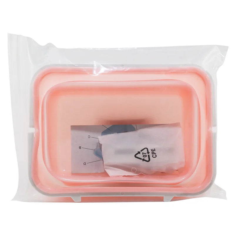 1500ML Foldable Silicone Storage Bag,Reusable Food Grade Crisper Box,Fresh-keeping Picnic Box,Microwave Heating Available - AMULET RING STORE