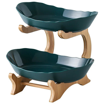 2/3 Layer Table Plates Dinnerware Kitchen Fruit Bowl with Floors Partitioned Dish Snack Candy Cake Stand Fruit Plate Salad Bowl - AMULET RING STORE