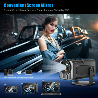 FGHGF HY320 Mini Upgrade Native 720P Android 11 Projector 300ANSI Wifi6 BT5.0 4K Cinema Outdoor Portable 180 ° Rotable Projector