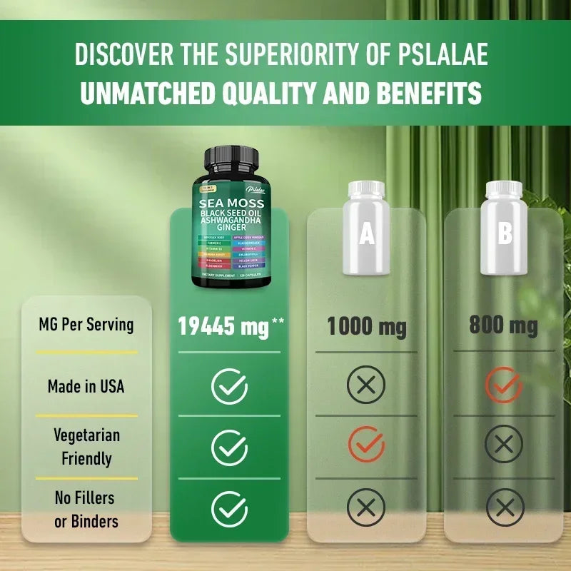 Sea Moss Supplement - Supports Thyroid Health, Anti-aging, Antioxidant, Improve Immunity, Detox, Beauty Health - AMULET RING STORE