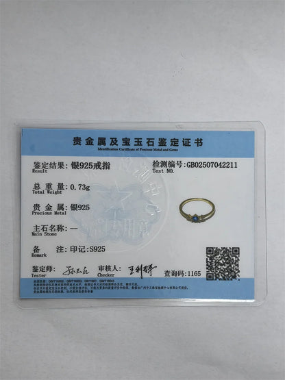 925 Sterling Silver Plated 14K Gold Blue Zircon Ring for Women  Japanese Light Luxury Party Jewelry Accessories