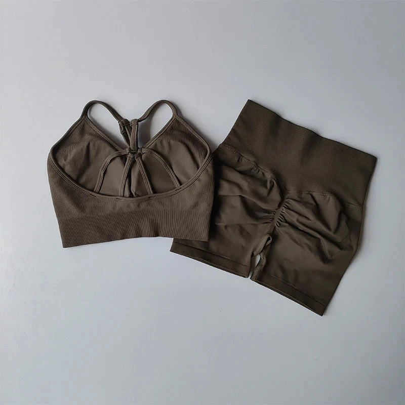 Butt Lifting Fitness Shorts Lifting Set for Women's Elastic Breathable Quick-drying Sports Underwear Beautiful Back Yoga Suit