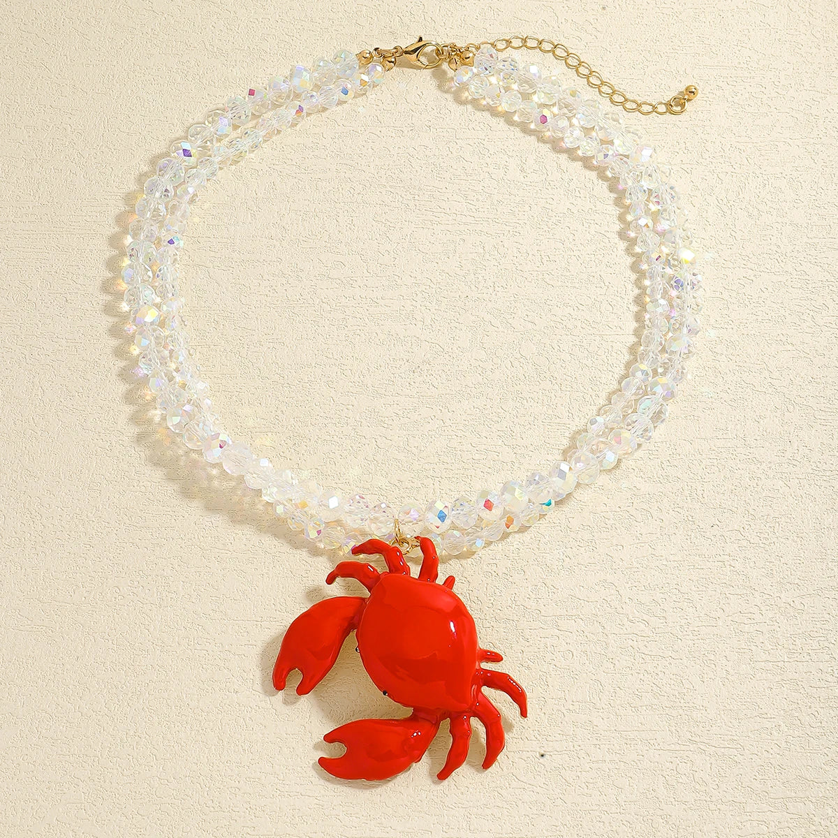 2025 New ZAA Lobster Bead Necklace Handmade Crystal Beaded Enamel Jewelry Simple Pendant Necklace Women Beach Vacation Accessory - AMULET RING STORE