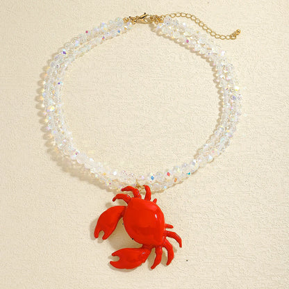 2025 New ZAA Lobster Bead Necklace Handmade Crystal Beaded Enamel Jewelry Simple Pendant Necklace Women Beach Vacation Accessory - AMULET RING STORE