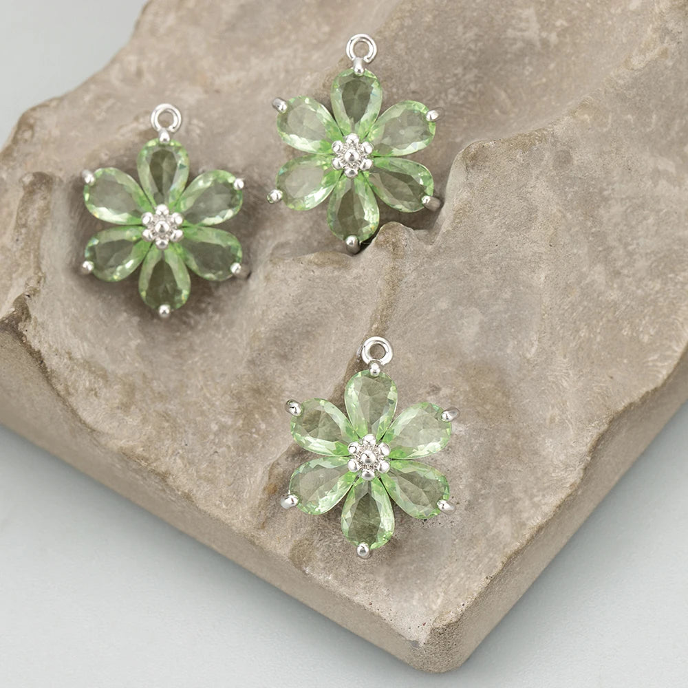 GUFEATHER,6pcs/lot,MC78,jewelry accessories,18k gold plated,nickel free,copper,zircon,hand made,flower shape,charms,diy pendants - AMULET RING STORE