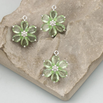 GUFEATHER,6pcs/lot,MC78,jewelry accessories,18k gold plated,nickel free,copper,zircon,hand made,flower shape,charms,diy pendants - AMULET RING STORE