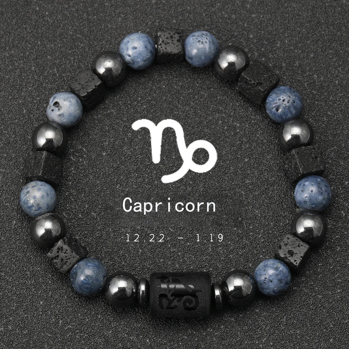 12 Constellation Natural Blue Coral Lava Stone Stone Beads Bracelet For Men Couple Rope Friendship Zodiac