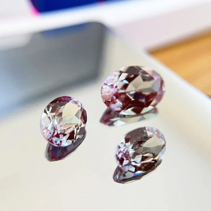 Top Lab Grown Alexandrite Stone Oval Shape Purple Color Charms Beads for Diy Jewelry Making Materials Selectable Certificate