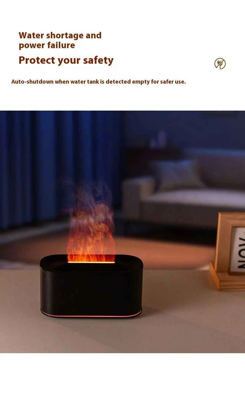 New style seven-color aromatherapy machine, bedroom essential oil aromatherapy lamp, wood grain flame humidifier, desktop cracke