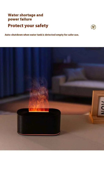 New style seven-color aromatherapy machine, bedroom essential oil aromatherapy lamp, wood grain flame humidifier, desktop cracke