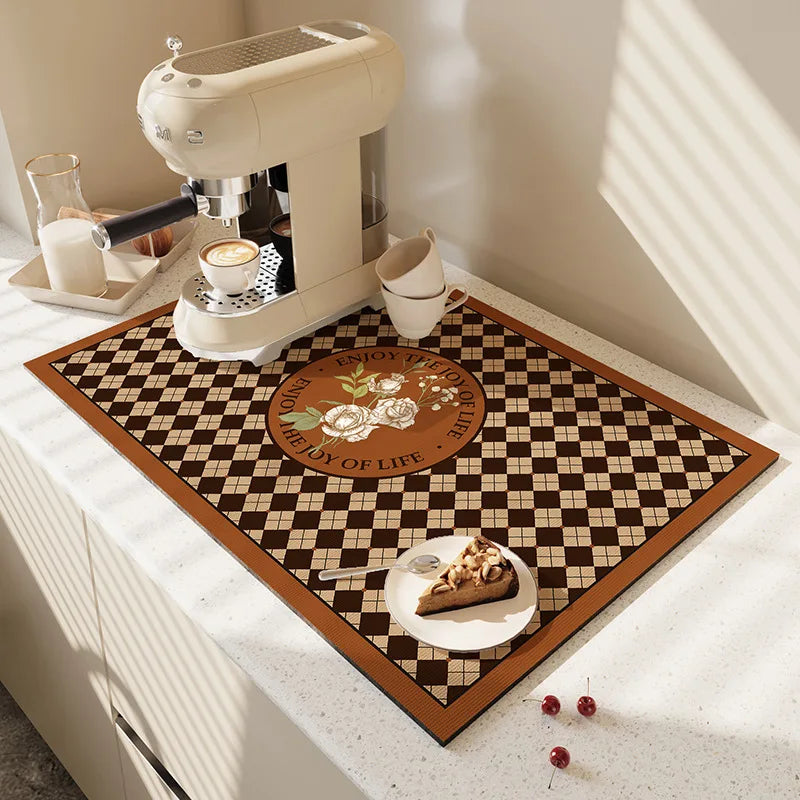 Large Kitchen Super Absorbent Mat Coffee Dish Draining Mat Drying Mat Quick Dry Bathroom Drain Pad Kitchen Faucet Placemat - AMULET RING STORE