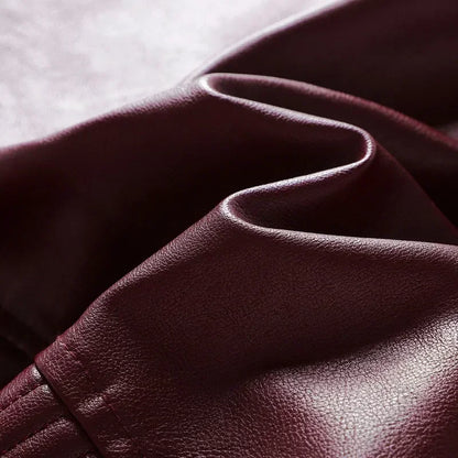 Men's Motorcycle Leather Jacket Standing Collar Coat Jacket Men's Leather Bomber Moto Jackets Baseball Collar PU Bike For Male