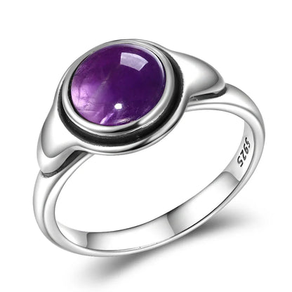 Luxury Vintage Ring Natural Amethyst Rings S925 Silver Jewelry Wedding Anniversary Party Ring Gifts for Women