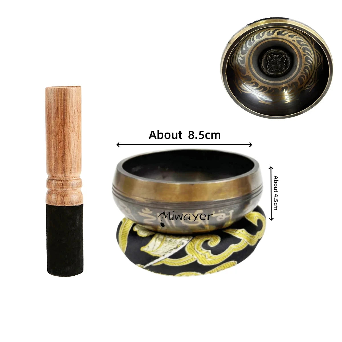Tibetan Singing Bowl Set 8.5~20CM Size Optional Scripture Bowl Helpful for Meditation Yoga Relaxation Chakra Healing Prayer - AMULET RING STORE
