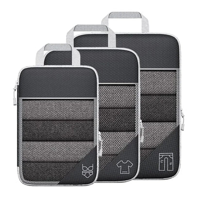 3/6PCS Compressed Packing Cubes Travel Storage Set With Shoe Bag Mesh Visual Luggage Organizer Portable Lightweight Suitcase Bag - AMULET RING STORE