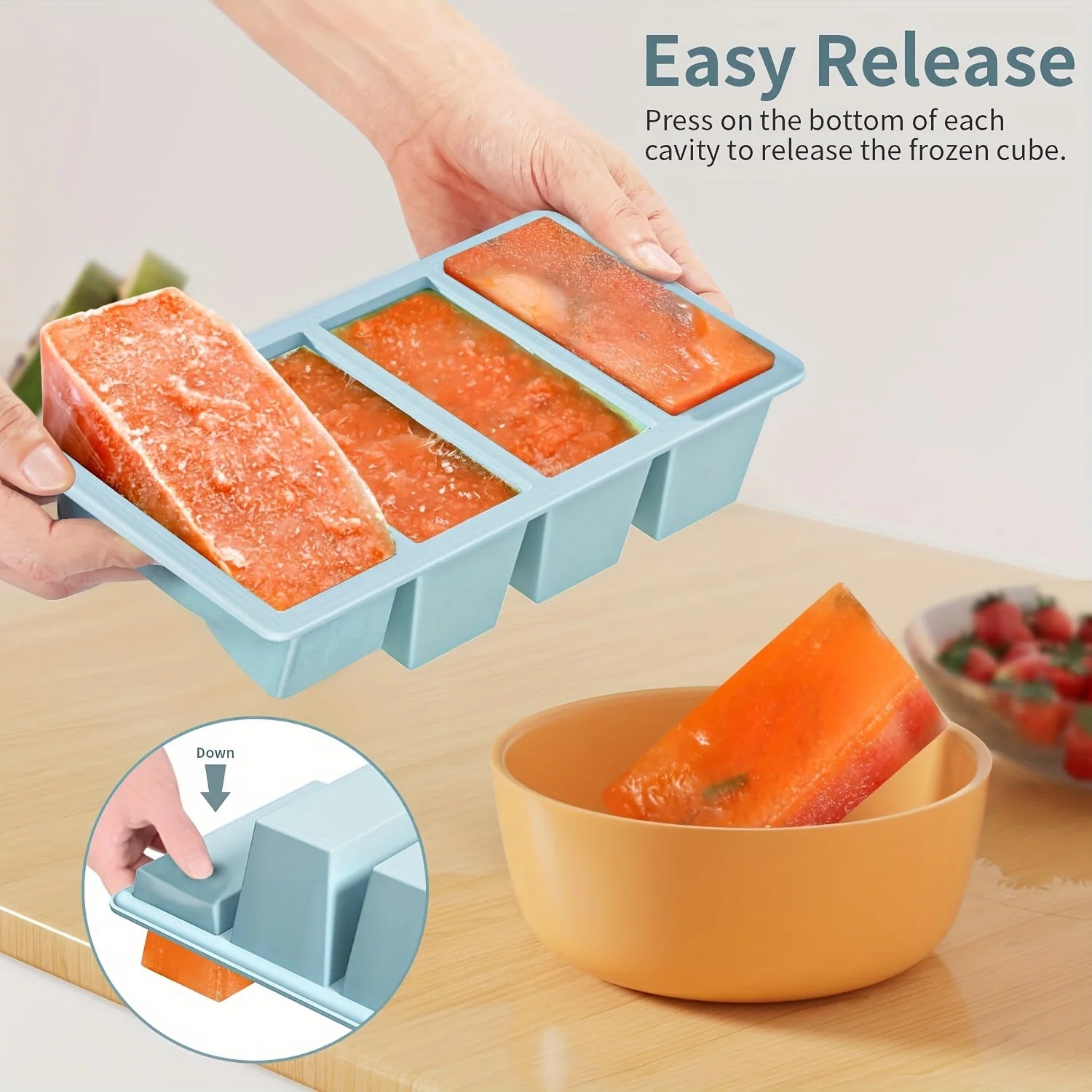 1/4pcs Large Rectangular Ice Cube Mold Set with Lid Stackable Freezer Trays for Bottles Beverages Long Cubes Mould Kitchen Items - AMULET RING STORE