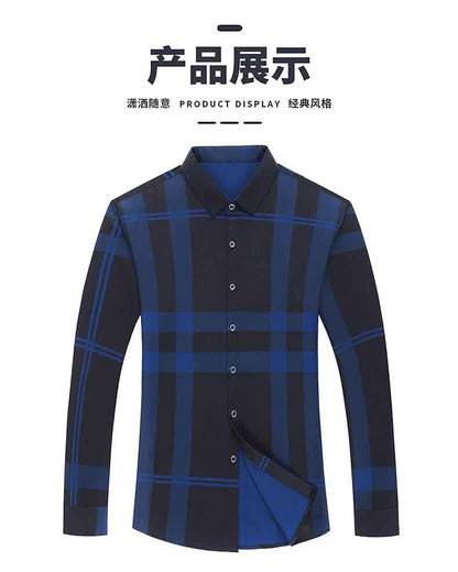 Autumn long sleeved shirt for men Business casual long sleeved plaid shirt for men