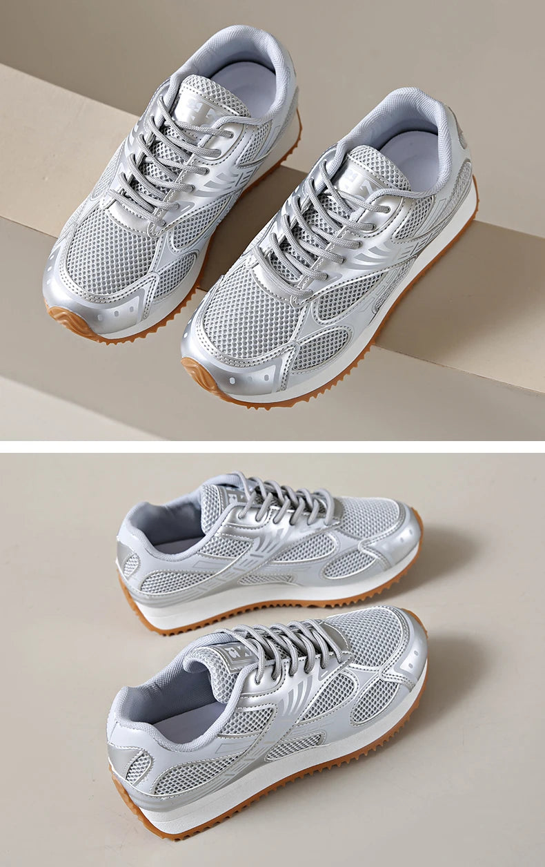 Women's Colorblock Casual Sneakers, Lace Up Soft Sole Platform Casual Shoes, Low-top Walking Comfy Shoes in holiday - AMULET RING STORE