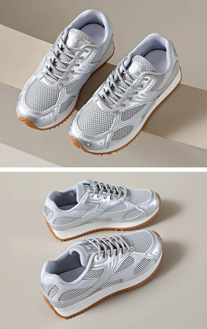 Women's Colorblock Casual Sneakers, Lace Up Soft Sole Platform Casual Shoes, Low-top Walking Comfy Shoes in holiday - AMULET RING STORE