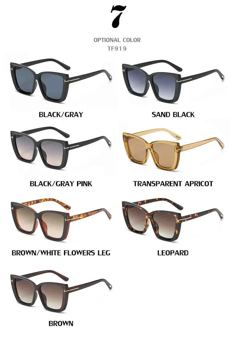 New Square Designer Cat Eye Sunglasses Women Vintage High Quality Sun Glasses Fashion Big Frame Cool Sexy Female Oculos