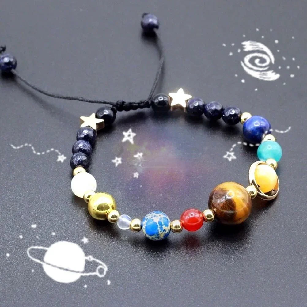 New Cosmic Galaxy Solar System Bracelet Female Transfer Beads Eight Planets Natural Hand-woven Yoga Bracelet Jewelry Accessories