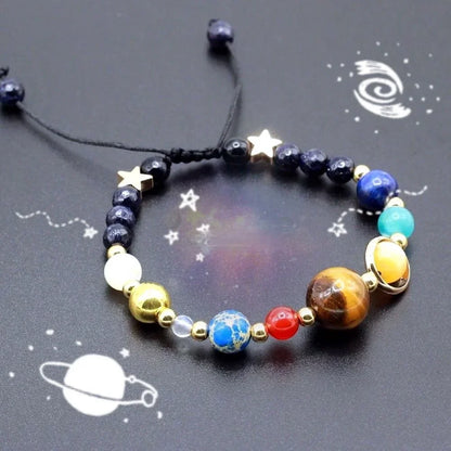 New Cosmic Galaxy Solar System Bracelet Female Transfer Beads Eight Planets Natural Hand-woven Yoga Bracelet Jewelry Accessories