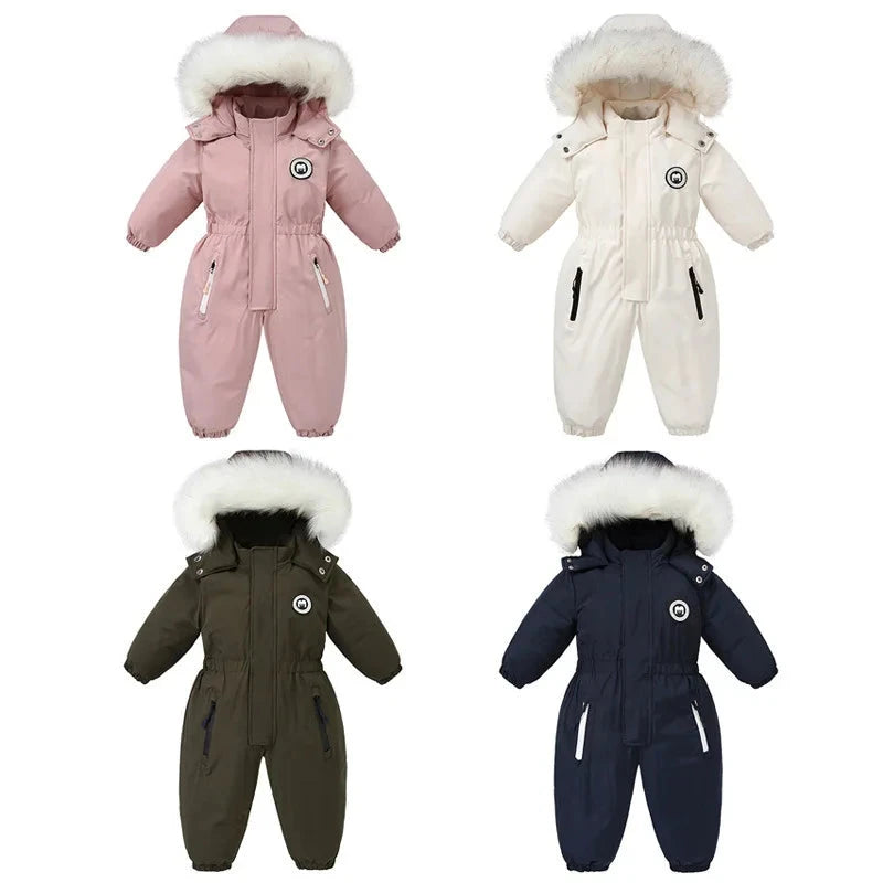 -30 Winter Baby Clothes Thicken Warm Jumpsuits Snowsuits Girl Boy Hooded Jacket Waterproof Rompers Ski Suits Kids Coat Outerwear - AMULET RING STORE