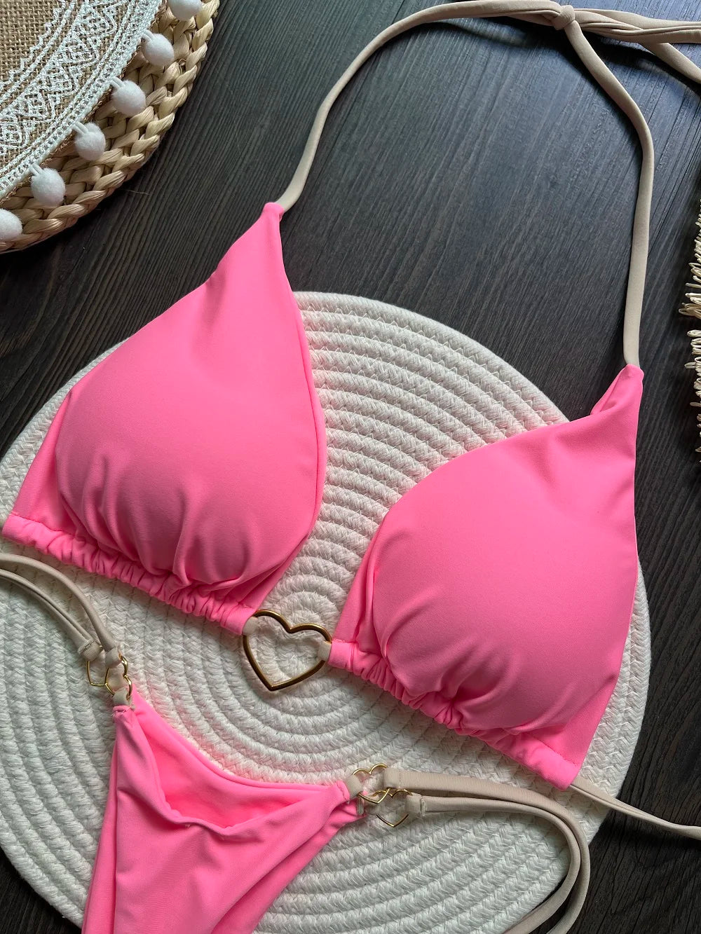 RUOTONSEPT Sexy Halter Solid color Bikini Set Women's Swimsuit Two-piece Triangle Thong Swimwear Bathing Suit Brazilian Biquinis - AMULET RING STORE