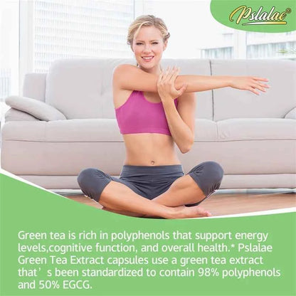 Green Tea Extract - Supports Energy Levels, Cleanses and Detoxifies The Intestines, Boosts Metabolism Fat Burner