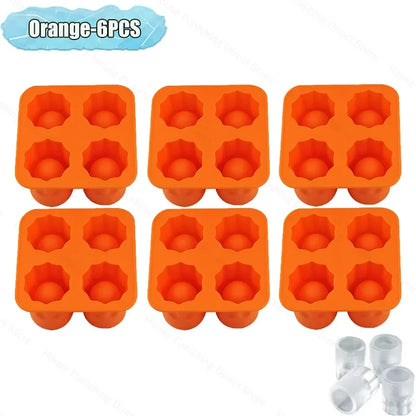 4Cup Shape Silicone Ice Cube Mold Tray for Summer Bar Party DIY Cold Drinks Kitchen Essential Ice Cup Maker Compartment Mold - AMULET RING STORE