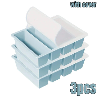 1/4pcs Large Rectangular Ice Cube Mold Set with Lid Stackable Freezer Trays for Bottles Beverages Long Cubes Mould Kitchen Items - AMULET RING STORE