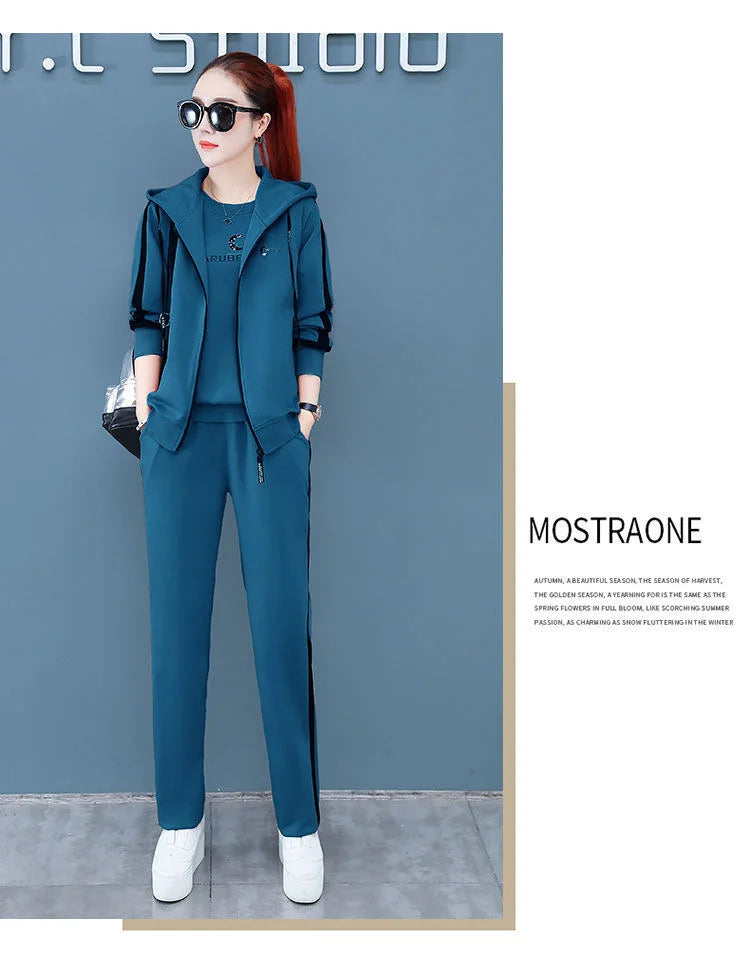 Spring Autumn Women Tracksuit Coats+Sweatshirts+Pants 3Pcs Suit Fashion Outfits Ladies Casual Clothing Sets Loose Sportswear