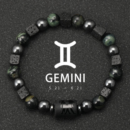 12 Zodiac Signs Natural Stone Bracelets Taurus Cancer Virgo Pisces Bracelets Ladies Men Couples Gift Bracelet aquarius