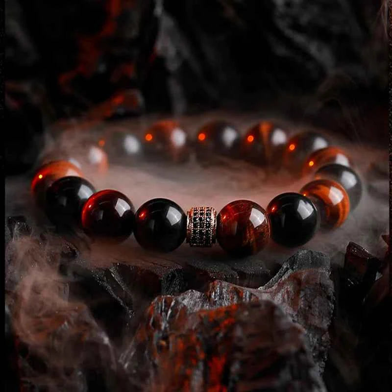 5A Real Natural Red Tiger Eye Beads Stone Bracelet Men Women Zircon Accessories Handmade Jewelry Gift for Girlfriend Wholesale