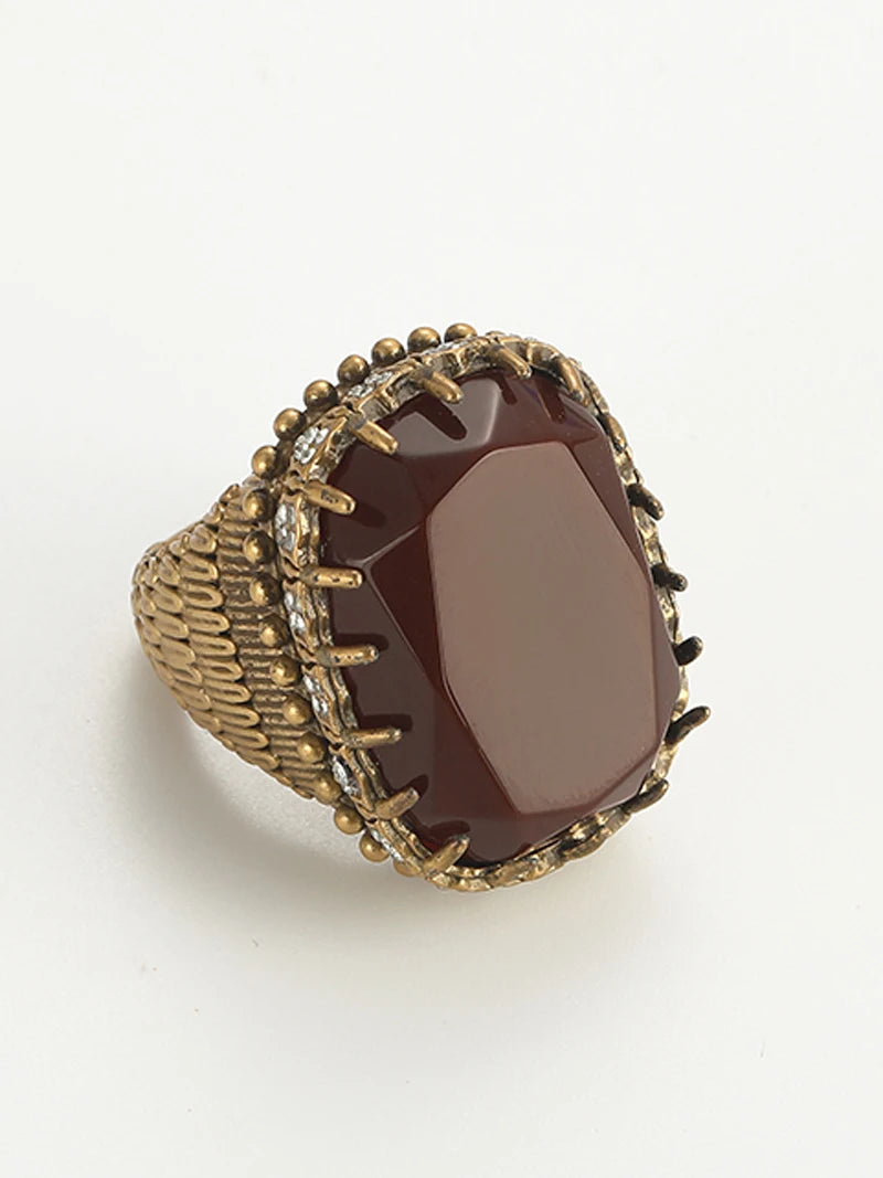 Vintage Jewelry Red Stone Rings Natural Wedding Square Adjustable Accessories Woman Valentine Day Gift For Girlfriend 2025