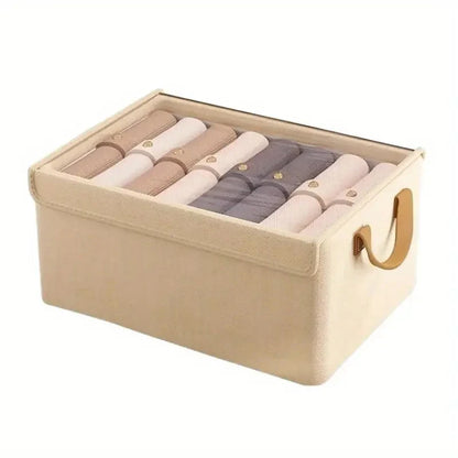 Covered clothing storage box, layered wardrobe organizer, foldable storage basket, underwear foldable storage basket - AMULET RING STORE