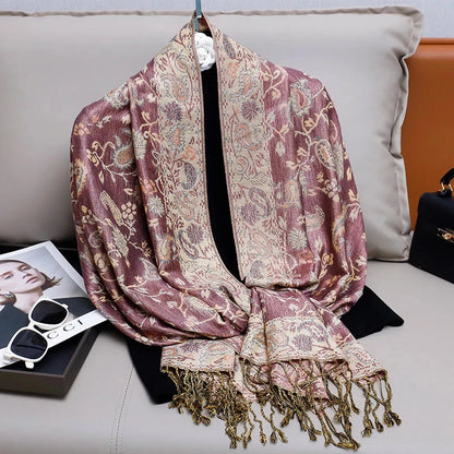 Fashion Autumn Colorful Cashmere Scarf Shawl for Women Pashmina Floral Wrap Female Thick Blanket Soft Bufanda Kerchief