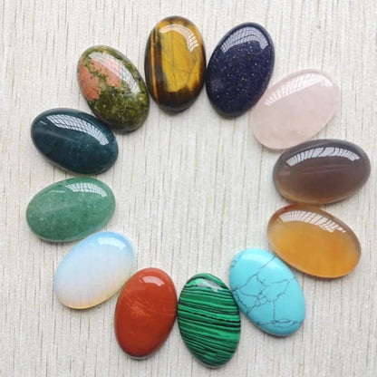 Wholesale 12pcs fashion natural stone mixed Oval CAB CABOCHON beads 20x30mm for Jewelry accessories making Fast shipping - AMULET RING STORE