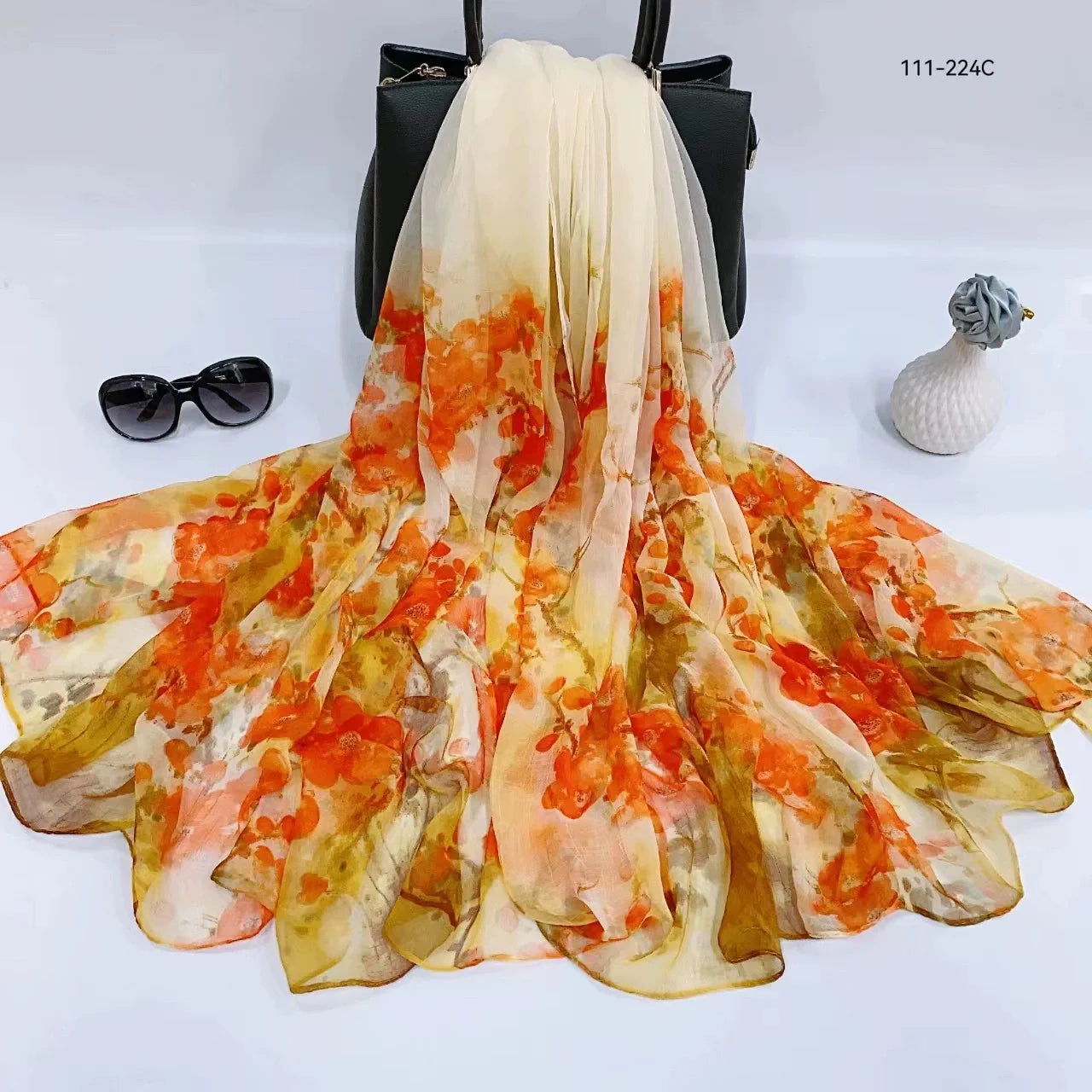 2025 Silk Scarf Women Hijab Pashmina Long Beach Stoles Shawl Wrap Headbands Spring Warm Scarves Bandana Ladies Neckscarf Foulard