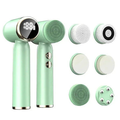 6 In 1 Electric Cleansing Brush Sonic Rotating Cleansing Brush Facial Clean and Remove Acne Pore Skin Rejuvenation Beauty Care
