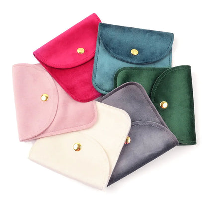 Snap Button Jewellery Pouch Fillet Velvet Bag Envelope Jewelry Bag Necklace Bracelet Storage Bag Gift Bags - AMULET RING STORE