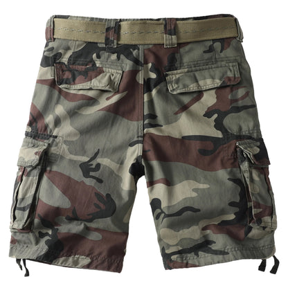 Men's Camo Cargo Shorts for Men Cotton Casual Outdoor Work Relaxed Fit Shorts with Multi-Pockets (no belt)