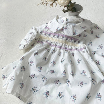 2024 New Autumn 0-3Yrs Kids Princess Dress Baby Bodysuits Long Sleeved Cotton Print Infant Baby Girls Party Dress Sister Clothes