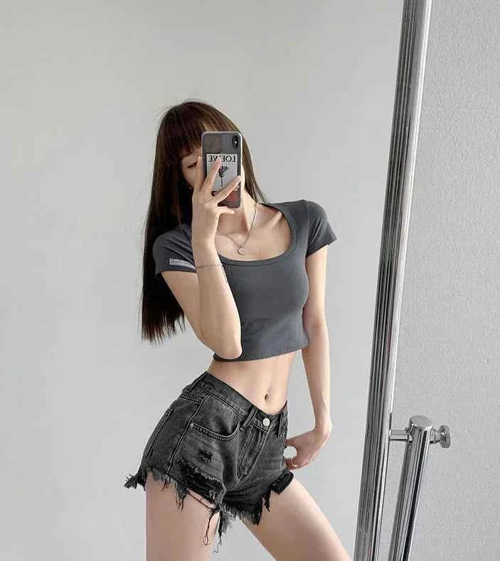 Summer Female Short Jeans Pants High Waist Wide Women's Denim Shorts Korean Style Fashion Clothing 2024 Flowy Luxury Stretchy XL