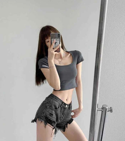 Summer Female Short Jeans Pants High Waist Wide Women's Denim Shorts Korean Style Fashion Clothing 2024 Flowy Luxury Stretchy XL